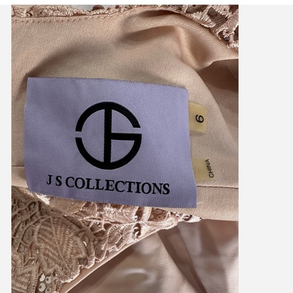 NEW $260 JS Collections Sequin And Floral Embroidered Cap Sleeved Gown Size 6 - Picture 10 of 12